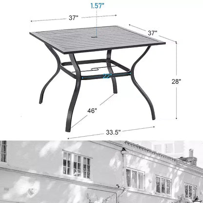 Ensemble de salle à manger de patio 5 pièces avec table en acier avec trou pour parasol de 1,57 po et fauteuils rembourrés - Captiva Designs