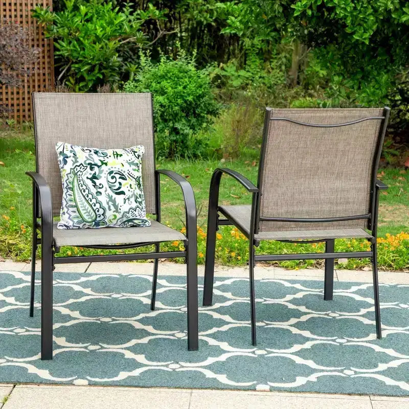Ensemble de salle à manger de patio 5 pièces avec table en acier avec trou pour parasol de 1,57 po et fauteuils rembourrés - Captiva Designs