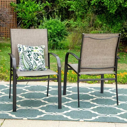 Ensemble de salle à manger de patio 5 pièces avec table en acier avec trou pour parasol de 1,57 po et fauteuils rembourrés - Captiva Designs