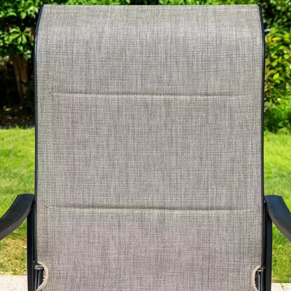 Set da pranzo da esterno 7 pezzi con tavolo rettangolare con foro per ombrellone da 1,9" e sedie in Textilene imbottite - Grigio/Nero - Captiva Designs: Struttura in acciaio
