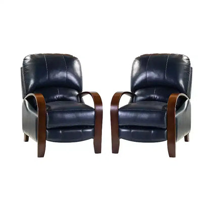 Lot de 2 fauteuils relax manuels en cuir véritable, inclinaison 159°
