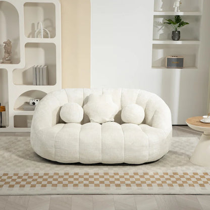 Fauteuil de salon en chenille blanc 63,78 cm avec rembourrage en mousse haute densité