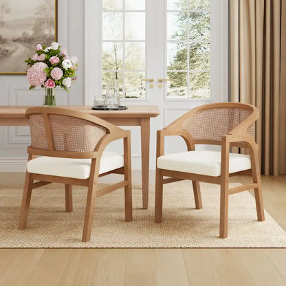 Christopher Knight Home - Chaise de salle à manger capitonnée en cannage (Lot de 2)