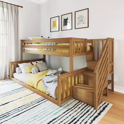 Max & Lily Letto a Castello Basso in Legno, da Una Piazza e Mezza a Due Piazze, per Bambini, con Scala