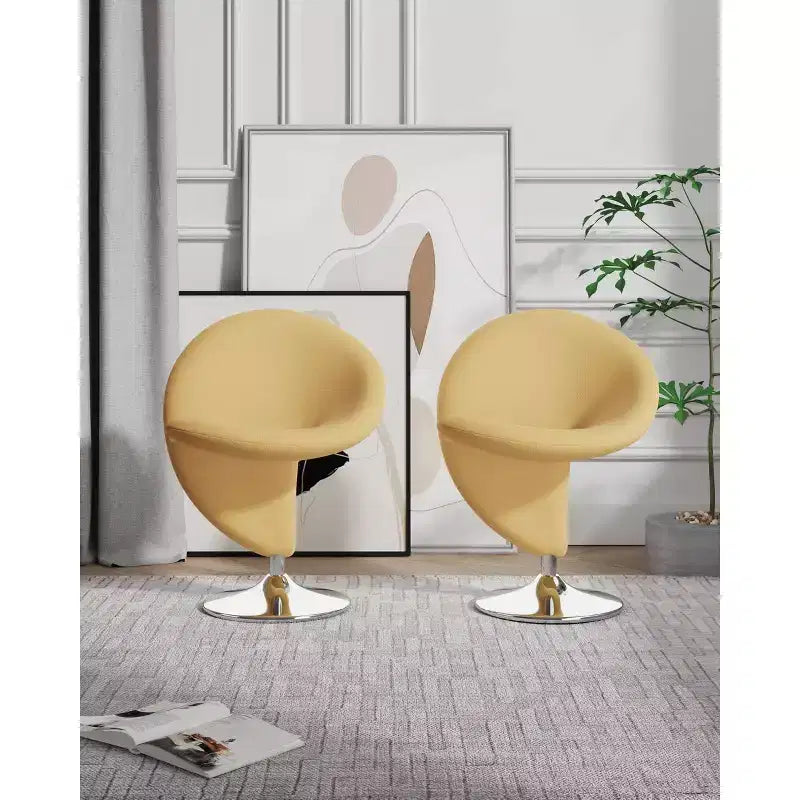 Ensemble de 2 fauteuils pivotants d'appoint Curl en mélange de laine - Manhattan Comfort
