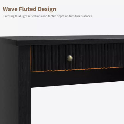 Contenitore scanalato per scrivania da ufficio, scrivania direzionale moderna da 54" con stazione di ricarica, scrivania in legno per computer con cassetti classificatori per studio
