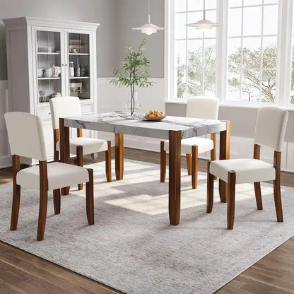 Set da pranzo moderno 5 pezzi con tavolo rettangolare e sedie