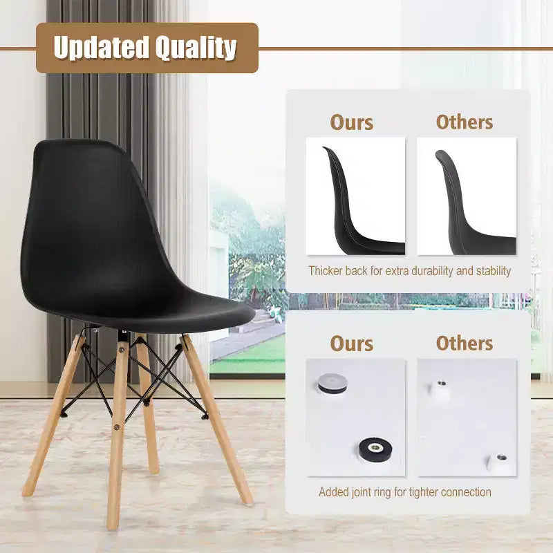 Costway Set di 4 Sedie da Pranzo Moderne Senza Braccioli per Casa e Ufficio con Gambe in Legno Bianco/Nero/Blu