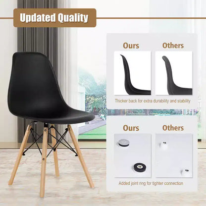 Costway Set di 4 Sedie da Pranzo Moderne Senza Braccioli per Casa e Ufficio con Gambe in Legno Bianco/Nero/Blu