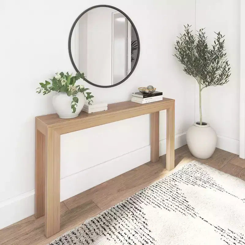 56 Console, Legno massello, Stile moderno stretto, Nero / Biondo / Noce pecan