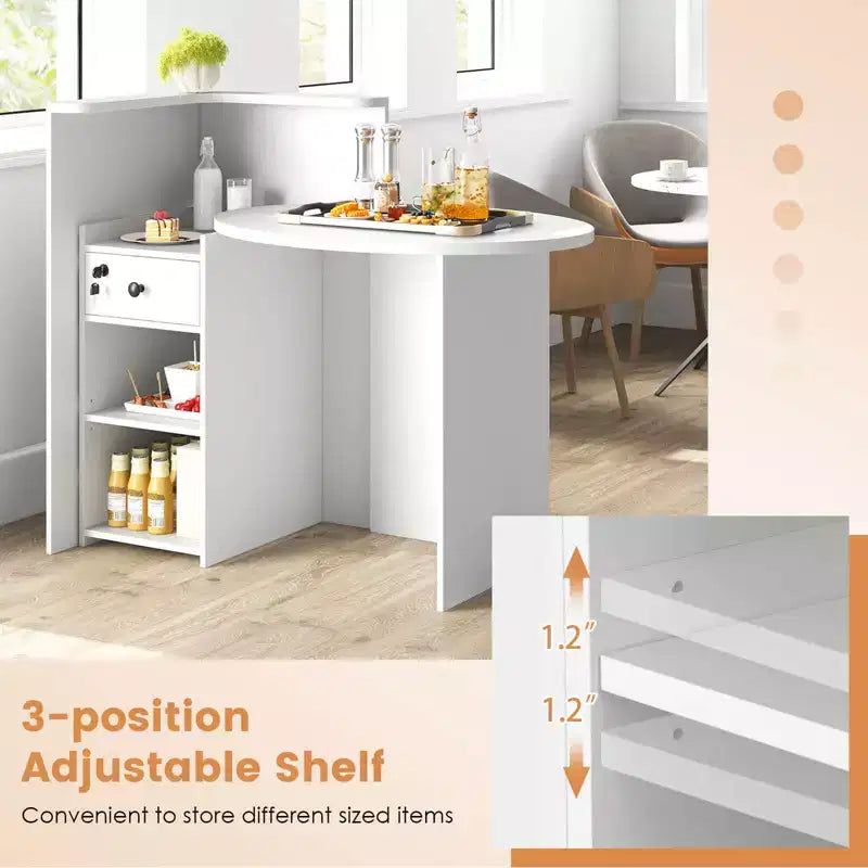 Costway Bancone per Reception, Scrivania da Ufficio con Ripiano Aperto e Cassetto con Serratura, Bianco/Marrone/Nero