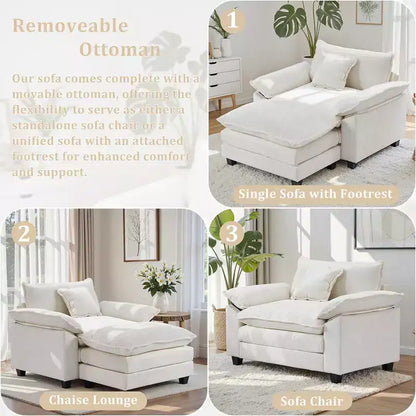 Poltrona a sacco oversize in ciniglia EHMKNP con pouf