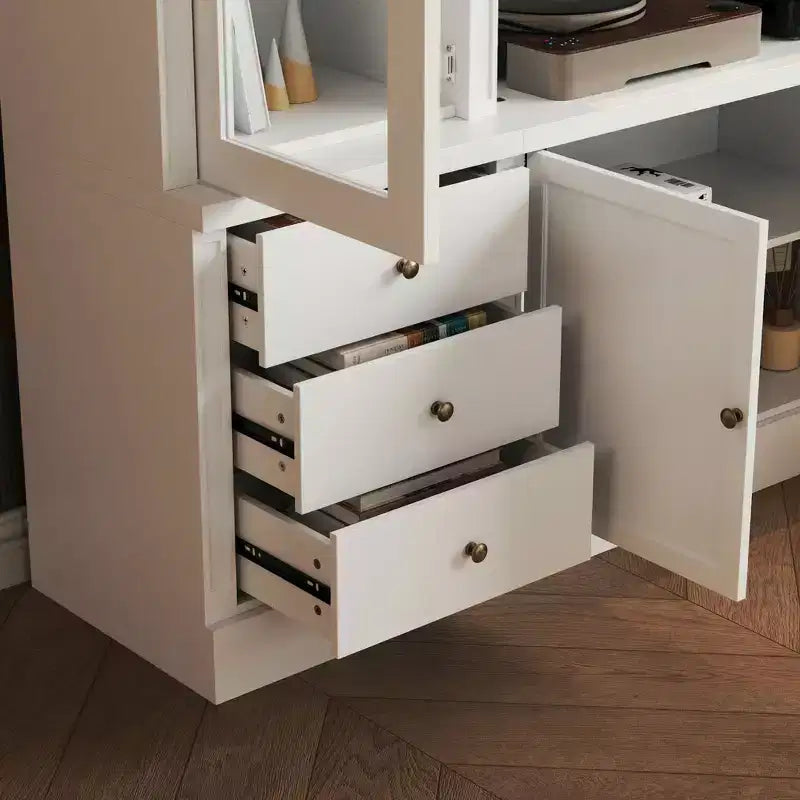 Famapy Mobile TV Bianco - Ampio Porta TV con Ante e Faretti LED per Soggiorno