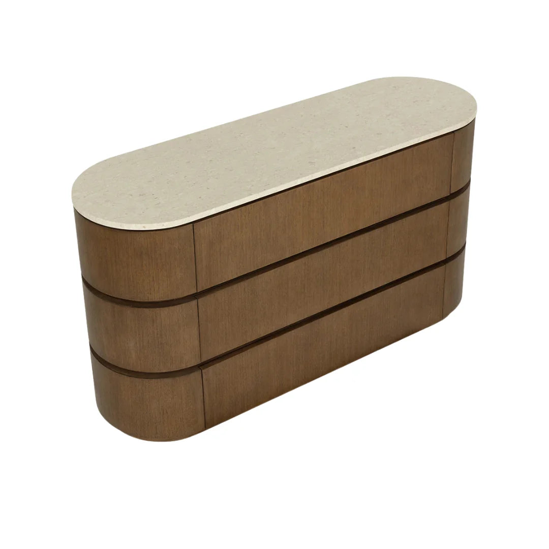 Cassettiera Sculptural in Marmo Organico con Ante e Cassetti - Camera da letto | Finitura Lucida