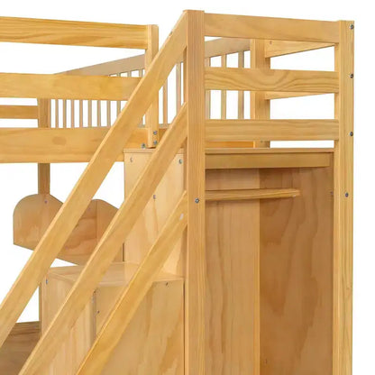Letto a soppalco Queen Size con scaletta, armadio e scaffali - MDF, 295 kg