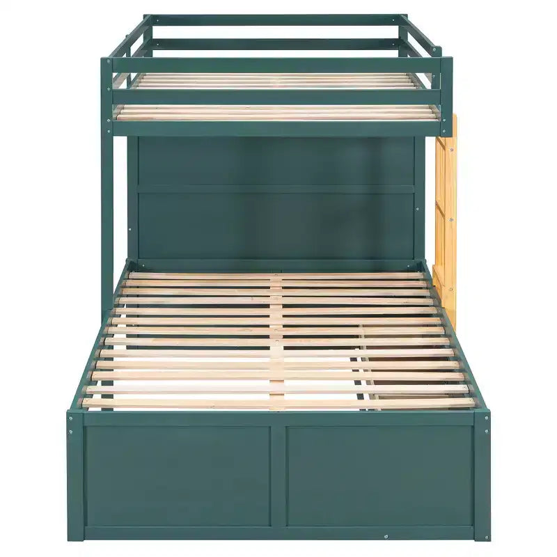 Lit superposé complet Whisen avec 2 grands tiroirs, 5 petits tiroirs et petite armoire