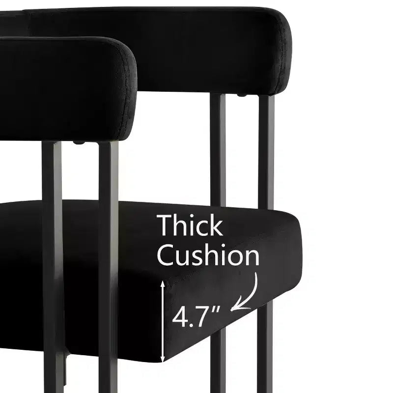 Set tavolo da pranzo allungabile da 120-210 cm per 4 persone, tavolo nero e 4 sedie da pranzo imbottite in velluto con gambe in metallo, stile moderno