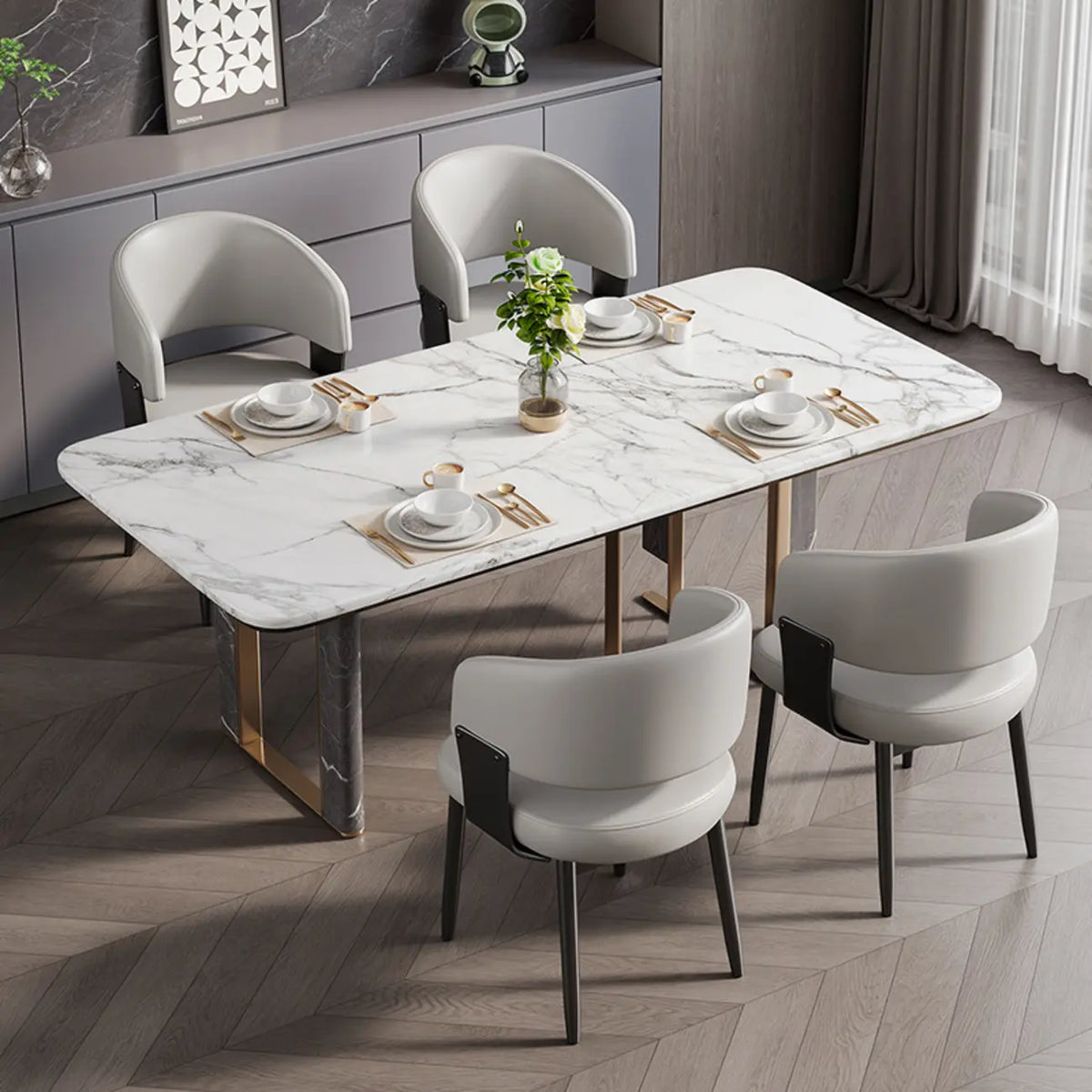 Sedia da pranzo moderna glamour rivestita in pelle