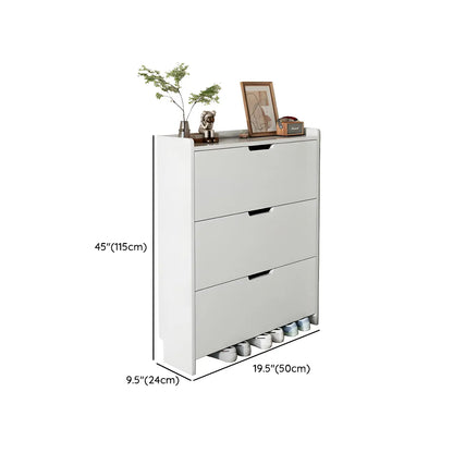 Cassettiera portascarpe a 3 ripiani in legno bianco con anta a ribalta