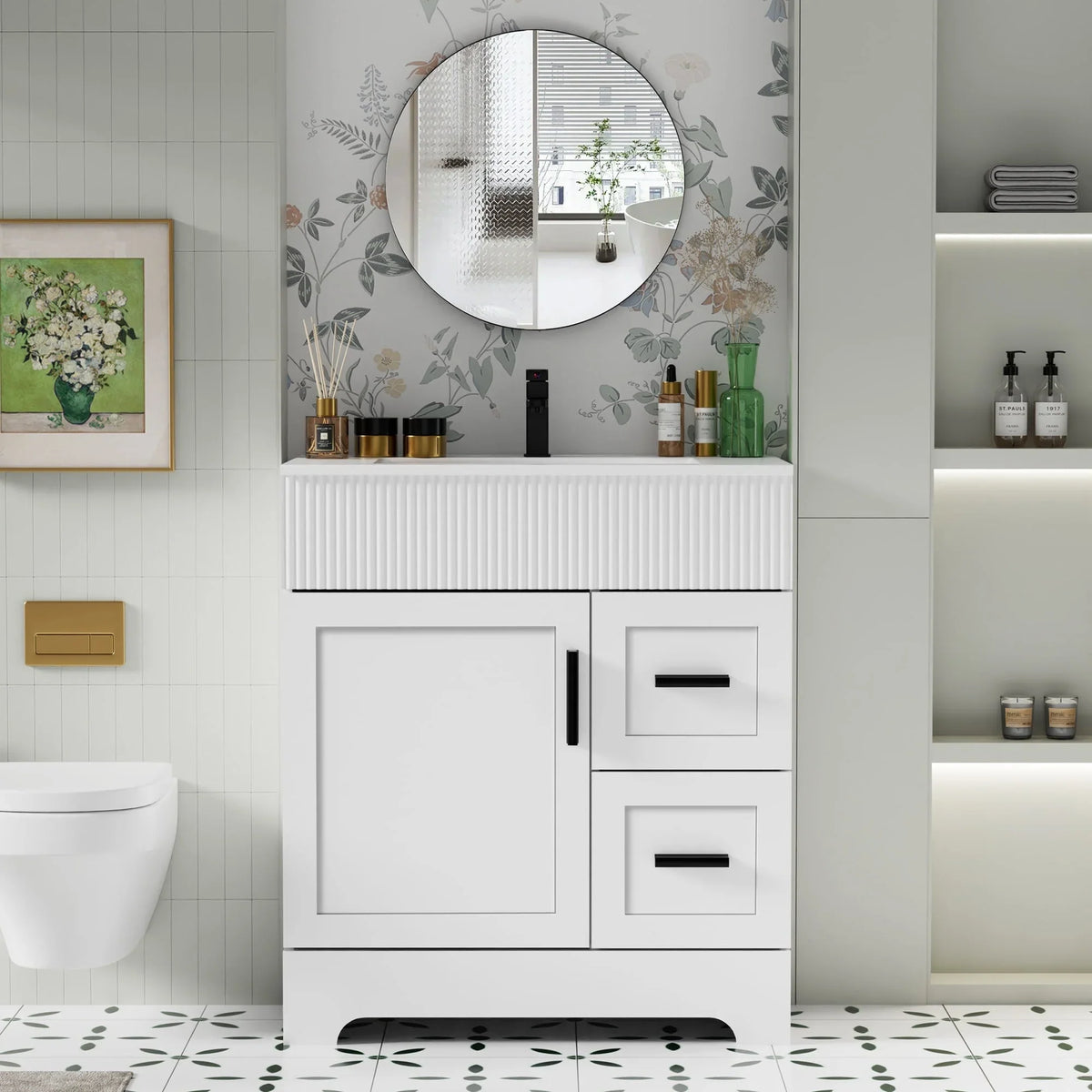 Mobile bagno 30/36/48 Wavy Line con lavabo e rubinetto