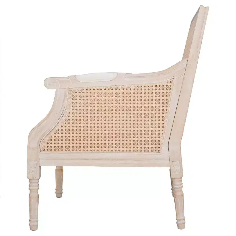 GDFStudio Bertie, sedia d'accento francese imbottita in rattan e legno di gomma