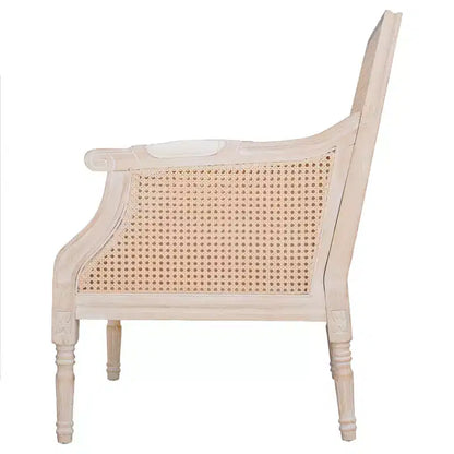 GDFStudio Bertie, sedia d'accento francese imbottita in rattan e legno di gomma