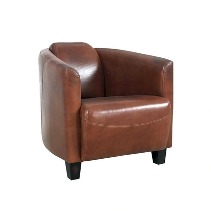 Poltrona Pasargad Home Madison in pelle primo fiore, marrone - L27,5xP30xA27