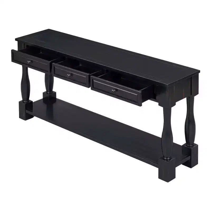 Whisen Console Longue Rectangulaire en Bois de Style Méditerranéen avec Tiroirs et Étagère