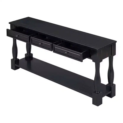 Whisen Console Longue Rectangulaire en Bois de Style Méditerranéen avec Tiroirs et Étagère