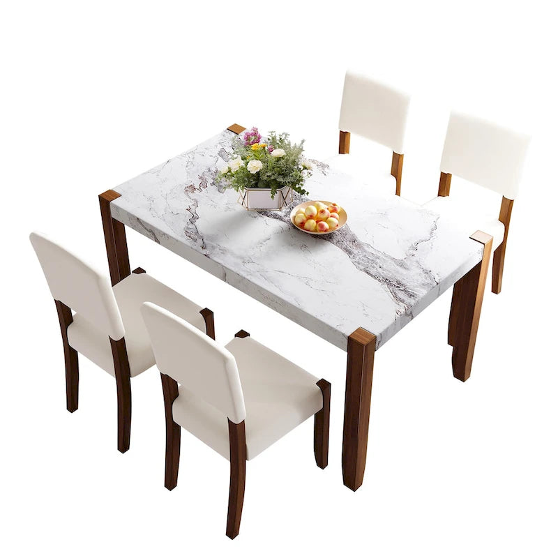 Set da pranzo moderno 5 pezzi con tavolo rettangolare e sedie