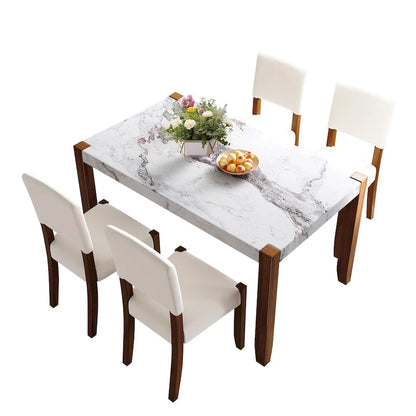 Set da pranzo moderno 5 pezzi con tavolo rettangolare e sedie
