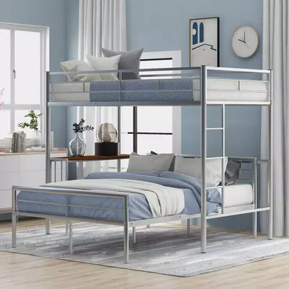 Lit superposé en métal une place sur deux places avec bureau, lit mezzanine une place avec lit inférieur double séparé pour enfants