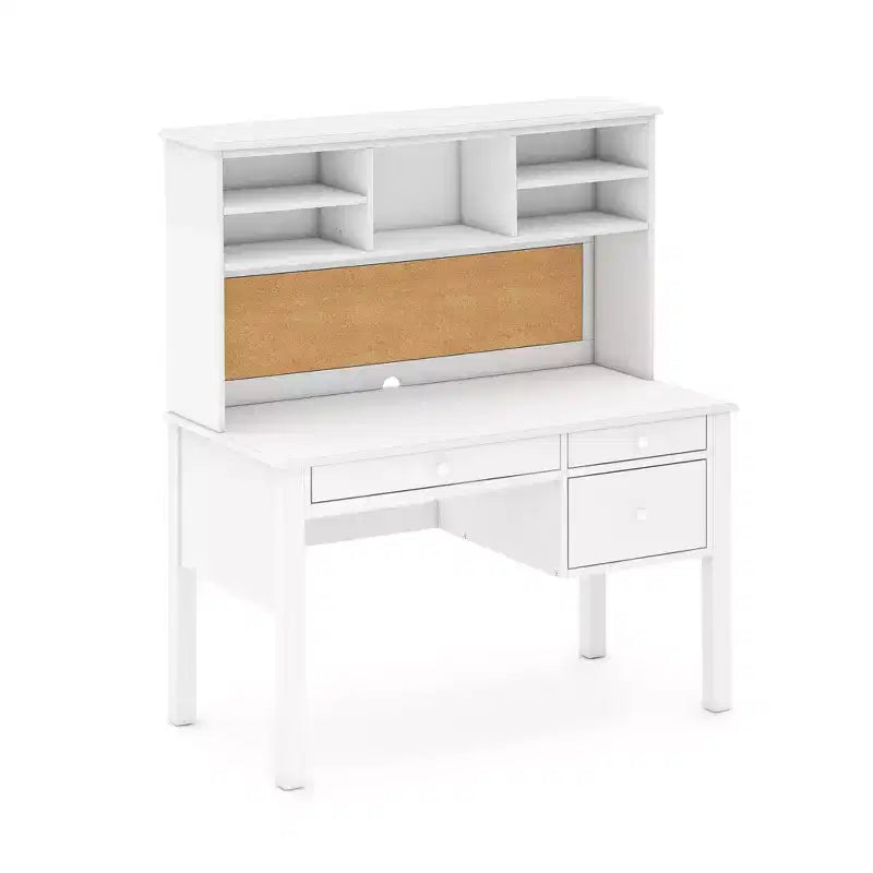 Set Scrivania e Sedia per Bambini Guidecraft Madison con Libreria - Bianco: Scrivania da Scrittura in Legno per Bambini con Contenitore, Tavolo da Studio in Legno per Bambini con Libreria