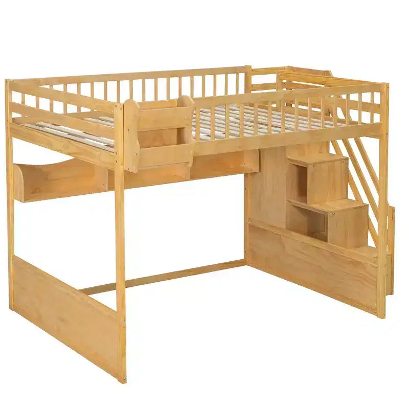 Letto a soppalco Queen Size con scaletta, armadio e scaffali - MDF, 295 kg