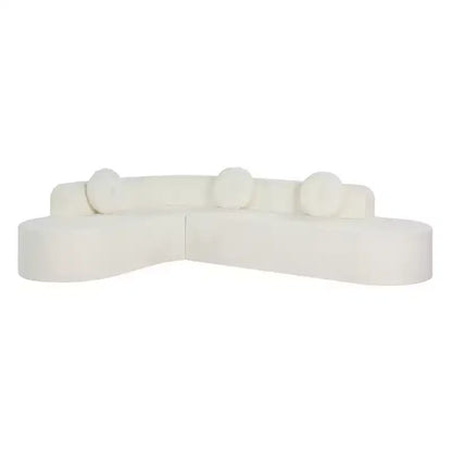 Divano componibile Whisen 122'' Extra Large, Elegante Divano Imbottito in Tessuto con Tre Cuscini Rotondi, Schiuma ad Alta Resilienza
