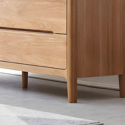Comò doppio tradizionale in legno di rovere naturale per camera da letto