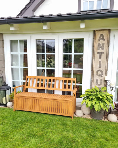 Panchina da giardino 160 cm con contenitore Legno d'acacia Marrone