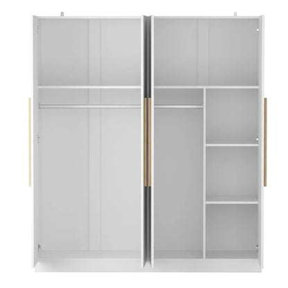 Armadio moderno freestanding in legno massiccio con ripiani