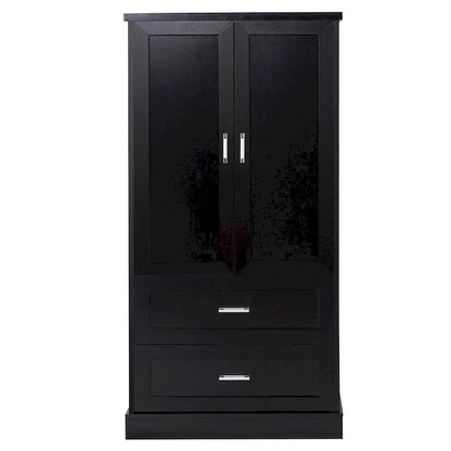 Armadietto alto da bagno, Armadietto con due ante e cassetti, Ripiano regolabile, Pannello in MDF