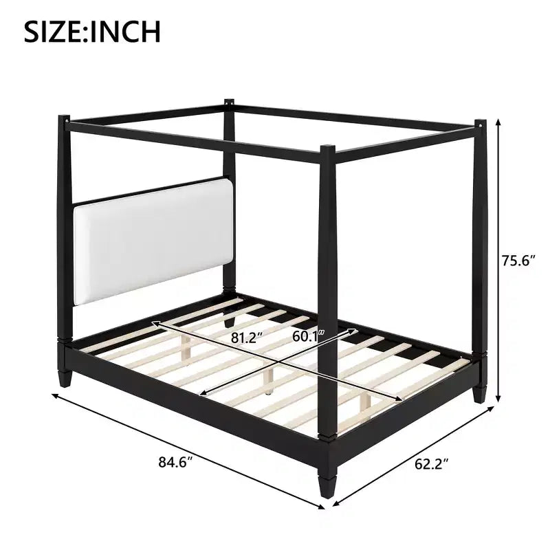 Letto a baldacchino con testiera imbottita