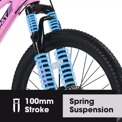 VTT Okak 24/26 pouces avec 21 vitesses et double freins à disque, vélo pour enfants avec suspension avant de 100 mm, Dirt Bike pour adolescents et femmes