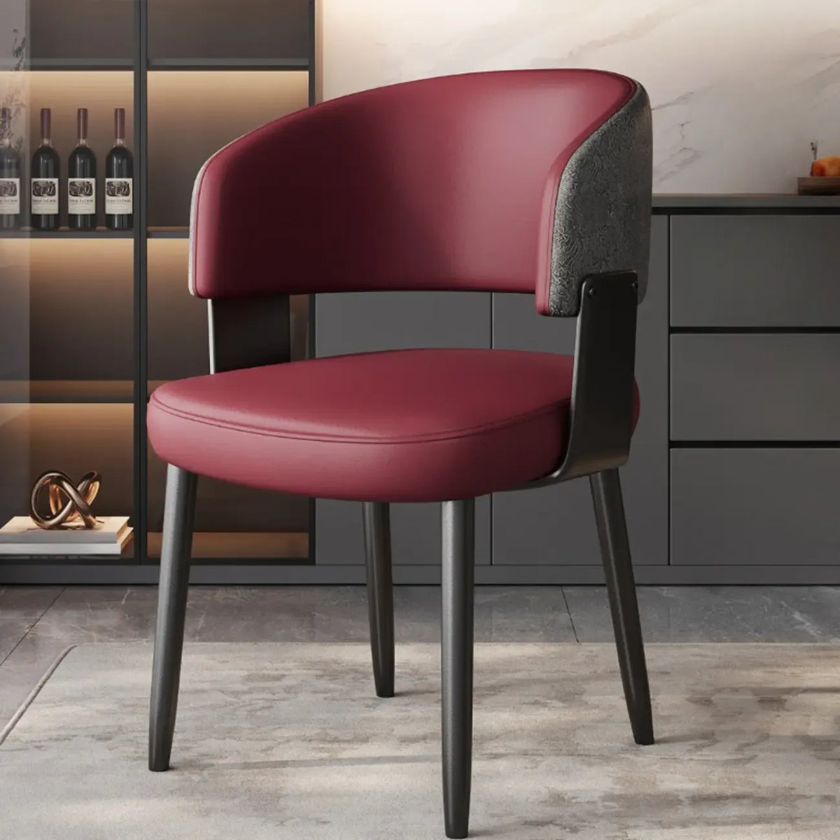 Sedia da pranzo moderna glamour rivestita in pelle