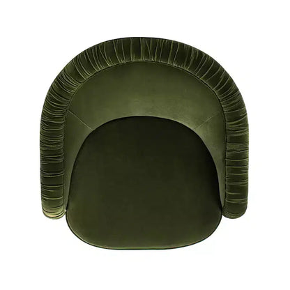 Poltrona Jennifer Taylor Home Serena 31,5" con schienale a botte arricciato e frange Bullion, velluto performance verde oliva