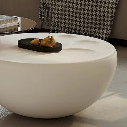 Tavolino da salotto NIDO moderno rotondo da 42 pollici, colore bianco crema, 2 pezzi - 62