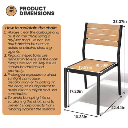 Crestlive Products - Set da pranzo per esterni 7 pezzi per 6 persone, tavolo rettangolare da patio con telaio in alluminio e piano effetto legno, con foro per ombrellone