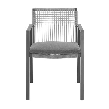 Ensemble de salle à manger d'extérieur moderne en aluminium Christopher Knight Home Bennett 7 pièces avec corde tressée, noir/gris