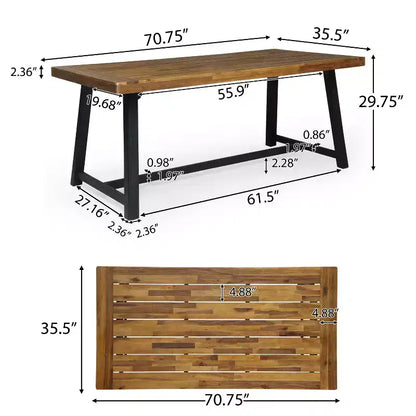 Christopher Knight Home Marley Set da Pranzo da Esterno Moderno 7 Pezzi in Legno di Acacia e Polipropilene, Teak/Nero