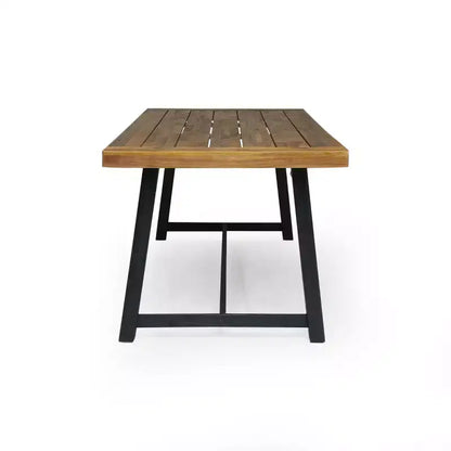 Christopher Knight Home Marley Set da Pranzo da Esterno Moderno 7 Pezzi in Legno di Acacia e Polipropilene, Teak/Nero