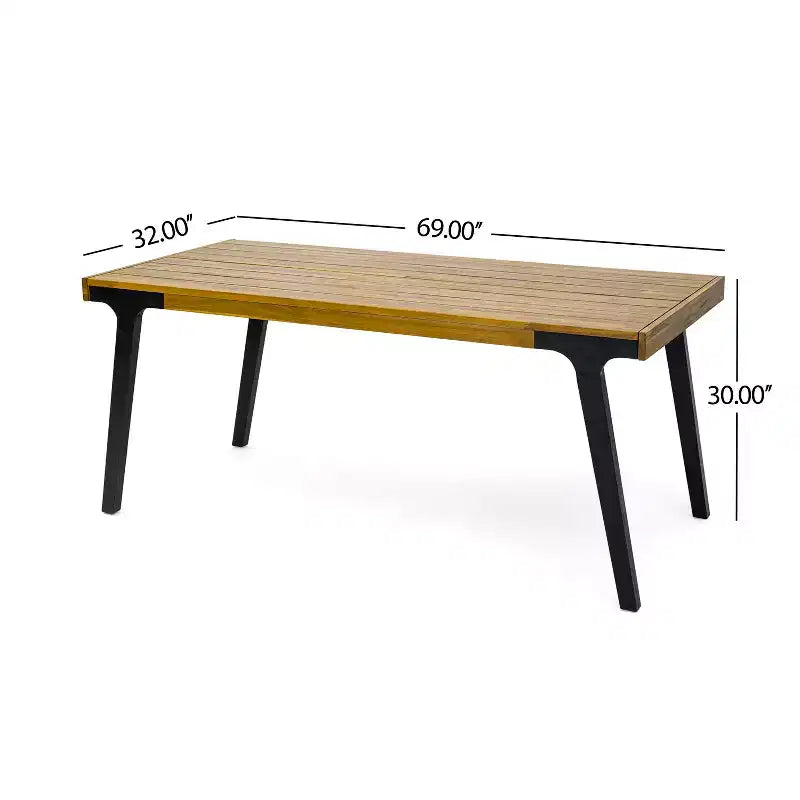 Ensemble de salle à manger d'extérieur 3 pièces en bois d'acacia Christopher Knight Home Harper, teck/noir