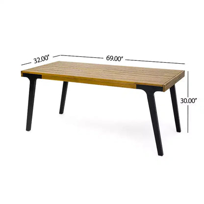 Ensemble de salle à manger d'extérieur 3 pièces en bois d'acacia Christopher Knight Home Harper, teck/noir